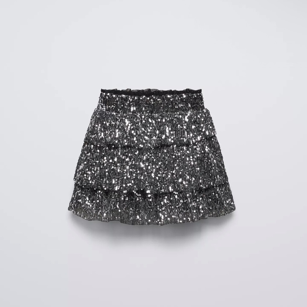Zara Sequin Black Mini Skirt